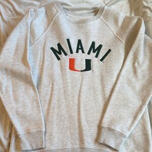 UMiami Crewneck Sweatshirt - Light Gray with Green & Orange Logo